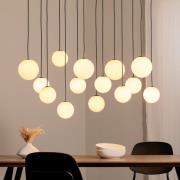 Hanglamp SNOWBALL, opaalglas/zwart, 100 x 34 cm, 14 x G9