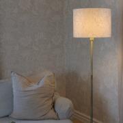 Vloerlamp Amy, beige/goud, hoogte 150 cm, textiel, E27