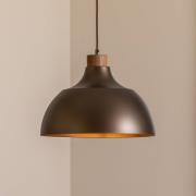 Envostar hanglamp Kaitt, bruin, Ø 34 cm, houten detail