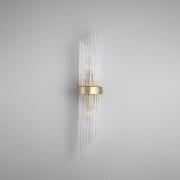 Wandlamp Lara, hoogte 56 cm, goudkleurig/helder, glas/metaal