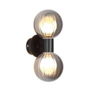 Badkamer wandlamp Lumisphere, zwart/rookgrijs Hoogte 28 cm 2-lamps