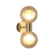 Badkamer wandlamp Lumisphere, crème/messing, hoogte 28 cm, 2-lamps.