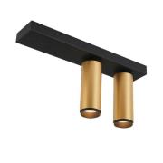LOOM DESIGN LED plafondspot X-Beam, 2-lamps, zwart/goud