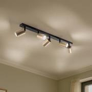 Plafondspot Zoom, 5-lamps, zwart/goud