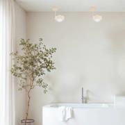 Plafondlamp Mado, beige, 1-lamp, hoogte 21 cm, staal/glas