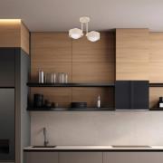 Plafondlamp Mado, beige, 2-lamps, hoogte 24 cm, staal/glas