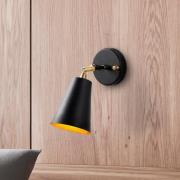 Wandlamp Evander, zwart/goud, metaal, hoogte 21 cm, E27