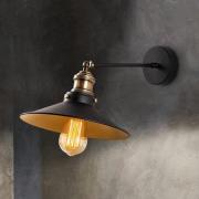 Wandlamp Saglam, zwart/goud, conisch, hoogte 20 cm, E27