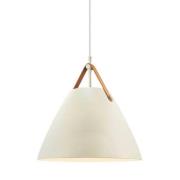 Hanglamp Strap, zandkleurig, Ø 36 cm, metaal/leer