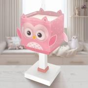 Kindertafellamp Little Pink Owl, G4, breedte 14 cm