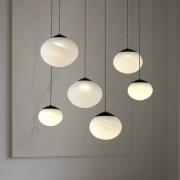 Lucande LED hanglamp Tivar, 6-lamps, zwart/wit, glas
