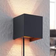 Arcchio wandlamp Zuzana, hoekig, zwart, stekker, 10 cm
