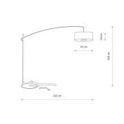 Booglamp Poise B, grijs, staal, textiel, reikwijdte 255 cm