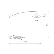 Booglamp Poise, umbragrijs, staal, textiel, reikwijdte 260 cm