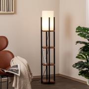 Vloerlamp Shelf, zwart/koper, stof, hoogte 130 cm, E27