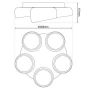 LED plafondlamp Eliora, 5-lamps, wit, CCT, afstandsbediening