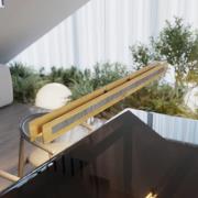 LED hanglamp Chile S, eiken/graniet, lengte 116 cm