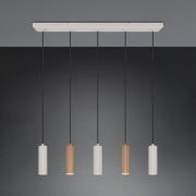 Hanglamp Soka, bruin/grijs, lengte 85 cm, metaal, 5-lamps.