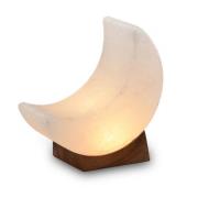 Zoutkristallen lamp Moon white line USB, houten voet, wit