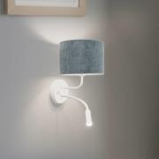 Wandlamp Roller, koord mint, wit, met leeslampje
