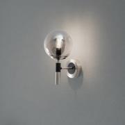 Wandlamp Rollo, Ø 15 cm, rookgrijs, glas/metaal