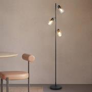 Vloerlamp Cadiz, zwart/amber, 3-lamps, hoogte 154 cm