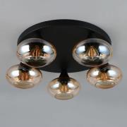 Plafondlamp Divina, amberkleurig, Ø 49 cm, 5-lamps, glas
