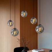 Lindby hanglamp Valentina, E27, 125,5cm hoog, grijs, glas