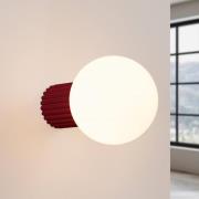 wandlamp ORBI, donkerrood, glas/metaal, Ø 12 cm, IP44, G9