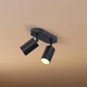 Calex GU10-plafondspot, zwart, lengte 21 cm, 2-lamps, metaal