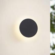 Arcchio LED buiten wandlamp Gravo, Ø 16 cm, zwart, IP65