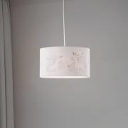 Hanglamp Mila, Ø 35 cm, wit, stof, eenhoorns, E27