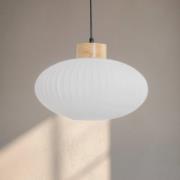 Hanglamp Harmony, Ø 25 cm, wit/eiken, glas/hout