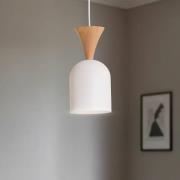 Hanglamp Nolan, Ø 11 cm, wit/eiken, metaal/hout