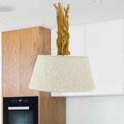 Hanglamp Woody van textiel en hout