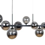 Hanglamp Rumba, zwart/rookgrijs, glas/metaal, 10-lamps.