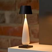 LED tafellamp op batterijen Thala, wit/zwart, IP65, 24 cm