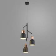 Hanglamp Barham, grijs, metaal, 3-lamps, E27