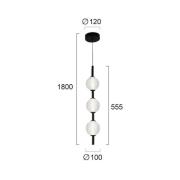 LED hanglamp Abeona, Ø 10 cm, zwart, metaal/glas, 3-lamps.