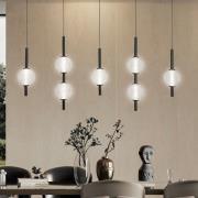 LED hanglamp Abeona, lengte 105 cm, zwart metaal, 7-lamps.
