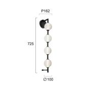 LED wandlamp Abeona, hoogte 72 cm, zwart, metaal, 4-lamps.