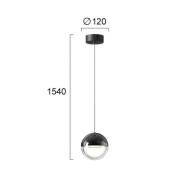LED hanglamp Zirea, zwart/chroomkleurig, Ø 12 cm, metaal