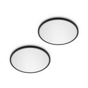 Philips LED SuperSlim 2-delige set zwart IP44 Ø 25 cm 2.700 K