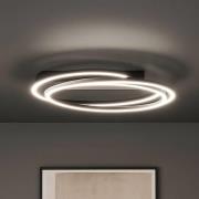 LED plafondlamp Kiku, Ø 56 cm, zandzwart, metaal, CCT