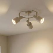 Lindby plafondspot Ovelia, beige, 3-lamps, metaal, E27