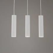 Carbon hanglamp, wit, lengte 45 cm, aluminium, 3-lamps.