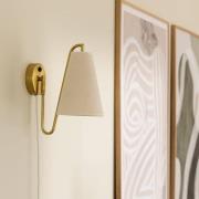 Globen Lighting wandlamp Lou Bouclé, wit/messing, stof