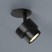 LED inbouwspot BRUSH, zwart, Ø 7 cm, metaal, dimbaar, 2.700 K