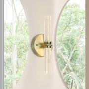 LED badkamer wandlamp Aberdeen, hoogte 34 cm, messingkleurig, 2-lamps.