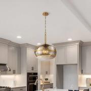 Hanglamp NOTTINGHAM, antiek messing, Ø 51 cm, glas/metaal